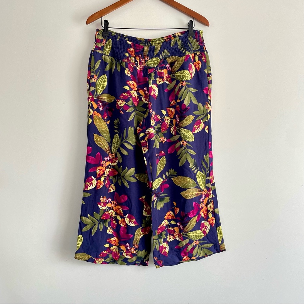 J. Jill Tropical Floral Pants Hawaiian Wide Leg Women’s Size M Cropped Pants